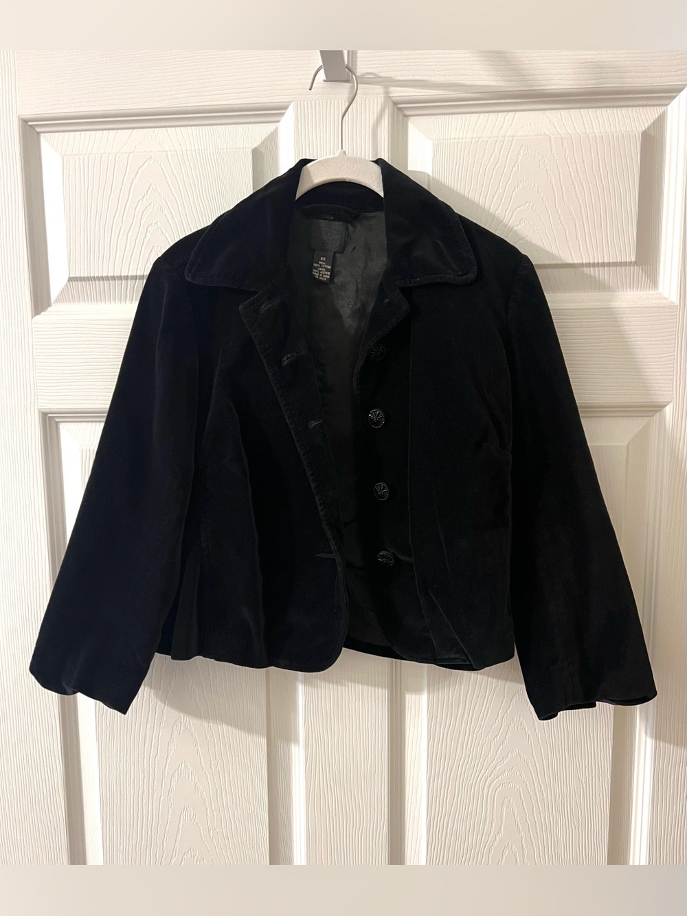 Lucky Brand Black Velvet Button-Front Blazer